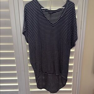 Express Blue and White Oversized Tunic Tee